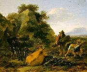 Landscape with Herdsmen Gathering Sticks Nicholaes Berchem